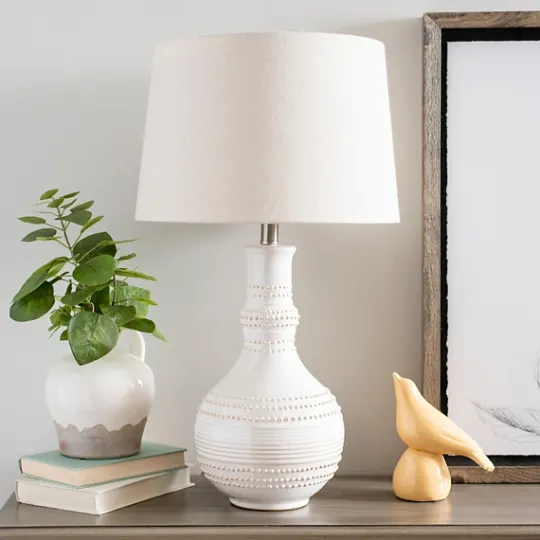 Kirkland's Home White Glaze Serenia Ceramic Table Lamp- Table Lamps