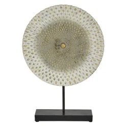 Kirkland's Home White Gold Carved Mandala Metal Sculpture- Statues & Figurines