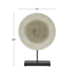 Kirkland's Home White Gold Carved Mandala Metal Sculpture- Statues & Figurines