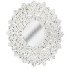 Kirkland's Home White Handcarved Mandala Circle Wall Mirror- Decorative Mirrors