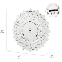 Kirkland's Home White Handcarved Mandala Circle Wall Mirror- Decorative Mirrors