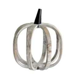 Kirkland's Home White Harvest Farmhouse Pumpkin Figurine- Statues & Figurines