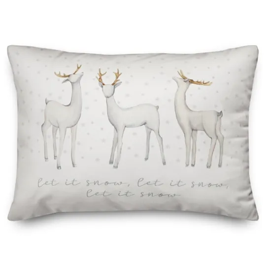 Kirkland's Home White Let It Snow Reindeer Christmas Accent Pillow- Pillows