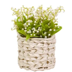 Kirkland's Home White Lily Of The Valley Arrangement In Basket- Arrangements & Greenery
