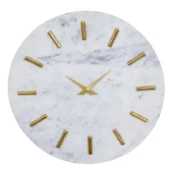 Kirkland's Home White Marble And Gold Accent Wall Clock, 15 In.- Clocks