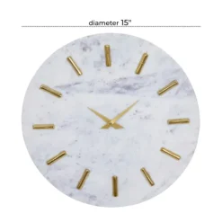 Kirkland's Home White Marble And Gold Accent Wall Clock, 15 In.- Clocks