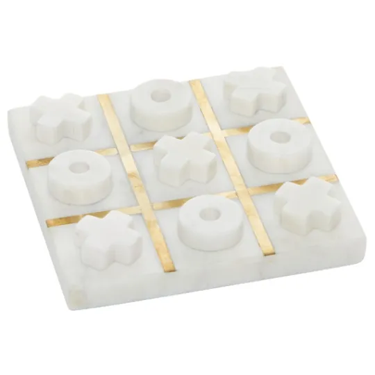 Kirkland's Home White Marble And Gold Tic Tac Toe Board- Decorative Accents
