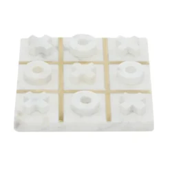 Kirkland's Home White Marble And Gold Tic Tac Toe Board- Decorative Accents