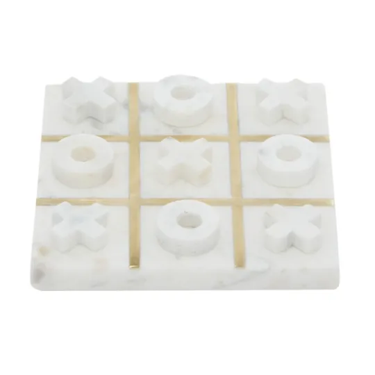 Kirkland's Home White Marble And Gold Tic Tac Toe Board- Decorative Accents