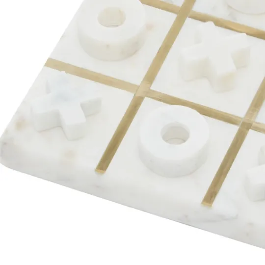 Kirkland's Home White Marble And Gold Tic Tac Toe Board- Decorative Accents