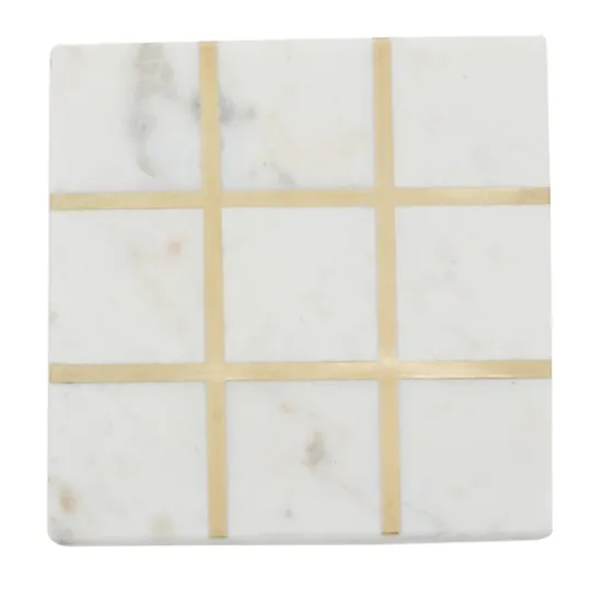 Kirkland's Home White Marble And Gold Tic Tac Toe Board- Decorative Accents