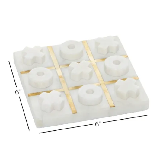Kirkland's Home White Marble And Gold Tic Tac Toe Board- Decorative Accents