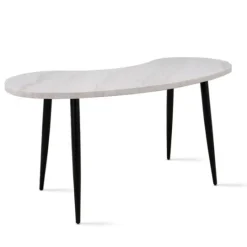 Kirkland's Home White Marble Kidney Shaped Desk- Office Furniture