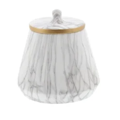 Kirkland's Home White Marble Oval Jar- Decorative Bowls & Jars