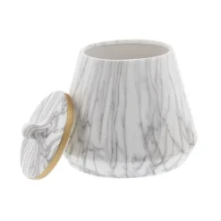 Kirkland's Home White Marble Oval Jar- Decorative Bowls & Jars