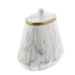 Kirkland's Home White Marble Oval Jar- Decorative Bowls & Jars