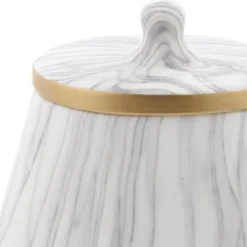 Kirkland's Home White Marble Oval Jar- Decorative Bowls & Jars