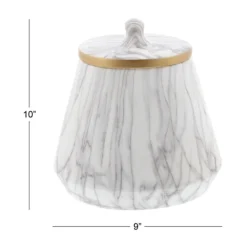 Kirkland's Home White Marble Oval Jar- Decorative Bowls & Jars