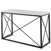 Kirkland's Home White Marble Top Sabin Metal Base Sofa Table- Console Tables