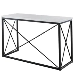 Kirkland's Home White Marble Top Sabin Metal Base Sofa Table- Console Tables
