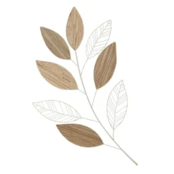 Kirkland's Home White Metal And Reed Leaf Wall Plaque- Wall Plaques