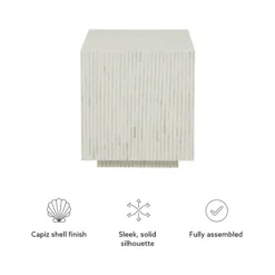 Kirkland's Home White Mother Of Pearl Striped Side Table- Accent & End Tables