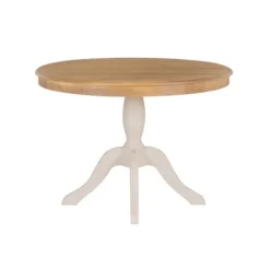 Kirkland's Home White Natural Top Pedestal Dining Table- Dining Tables