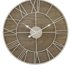 Kirkland's Home White Natural Wood Raised Clock- Clocks