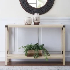 Kirkland's Home White Oak Farmhouse X-Frame Console Table- Console Tables