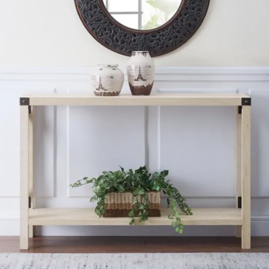 Kirkland's Home White Oak Farmhouse X-Frame Console Table- Console Tables