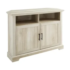 Kirkland's Home White Oak Grooved Door Corner Tv Stand- Tv Stands & Media Consoles