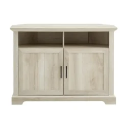 Kirkland's Home White Oak Grooved Door Corner Tv Stand- Tv Stands & Media Consoles