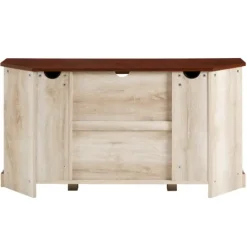 Kirkland's Home White Oak Sliding Barn Doors Corner Tv Stand- Tv Stands & Media Consoles