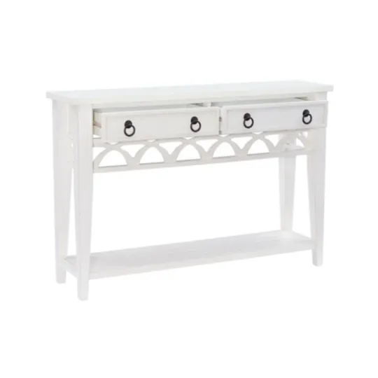 Kirkland's Home White Or Teal Paneled Fretwork Console Table- Console Tables