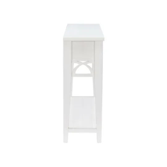 Kirkland's Home White Or Teal Paneled Fretwork Console Table- Console Tables