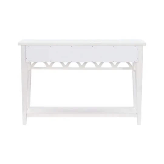 Kirkland's Home White Or Teal Paneled Fretwork Console Table- Console Tables