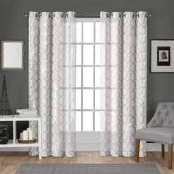 Kirkland's Home White Paton Curtain Panel Set, 108 In.- Curtains & Drapes