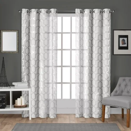 Kirkland's Home White Paton Curtain Panel Set, 108 In.- Curtains & Drapes