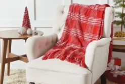 Kirkland's Home White Plaid Christmas Throw Blanket- Blankets & Throws