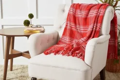 Kirkland's Home White Plaid Christmas Throw Blanket- Blankets & Throws