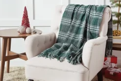 Kirkland's Home White Plaid Christmas Throw Blanket- Blankets & Throws