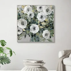 Kirkland's Home White Rose Parade Framed Canvas Art Print- Framed Art