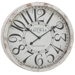 Kirkland's Home White Rustic Farmhouse Distressed Wall Clock- Clocks