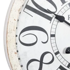 Kirkland's Home White Rustic Farmhouse Distressed Wall Clock- Clocks