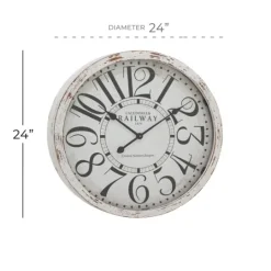Kirkland's Home White Rustic Farmhouse Distressed Wall Clock- Clocks