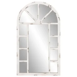 Kirkland's Home White Rustic Windowpane Arch Mirror- Decorative Mirrors