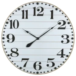 Kirkland's Home White Rustic Wood Plank Wall Clock- Clocks