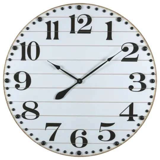 Kirkland's Home White Rustic Wood Plank Wall Clock- Clocks