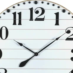 Kirkland's Home White Rustic Wood Plank Wall Clock- Clocks
