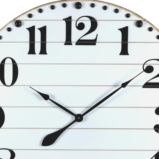 Kirkland's Home White Rustic Wood Plank Wall Clock- Clocks